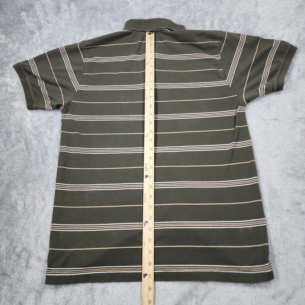 John Deere Polo Shirt Mens Medium Green Striped Embroidered Logo‎ Casual Cotton - Picture 11 of 13